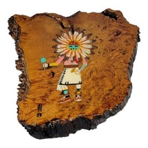 Vintage Native American Navajo Painting Tawa Sun Kachina Dancer Wood slab Signed - $457.50