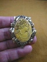 CM20-23) WOMAN in hair band antique ivory color CAMEO Pin Pendant JEWELRY cameos - £25.74 GBP