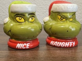 Grinch Naughty &amp; Nice Salt and Pepper Shakers - Dr. Seuss 2023 Christmas Decor - £10.83 GBP