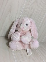 Nova World Pink bunny rabbit Plush sitting sheer bow smooth feet - $14.84