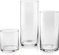 Set Of 3 Glass Cylinder Vases, Each 5, 8, Or 10 Inches Tall. They Can Be Used As - £30.46 GBP