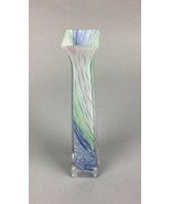 Pink, Green, Blue Swirl Glass Bud Vase - 9” - £10.30 GBP