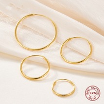 MEGAVICT Gold Plated Shining Hoop Earrings for Women Girls 925 Sterling Silver - £12.01 GBP