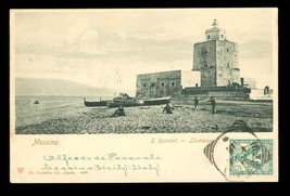 Vintage Paper Postcard Messina Italy Lighthouse Beach UDB Alfredo de Pas... - $12.86