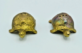 Turtle Salt and Pepper Shakers Gold Tone Metal - £7.03 GBP