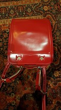 Vintage Japan Zaino Scuola Rosso Pelle Gloss - £128.75 GBP
