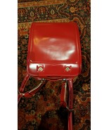 Vintage Japan Zaino Scuola Rosso Pelle Gloss - £129.49 GBP