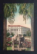 US Post Office Plaza View Old Car San Antonio Texas TX Linen Postcard c1940s - £3.89 GBP