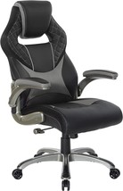 OSP Home Furnishings Oversite Ergonomic Adjustable High Back Faux, Grey Accents - £220.47 GBP