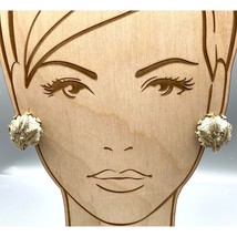 Vintage Bridal Bouquet Earrings with Gold Tone Leaves Overlay, Dimensional Carve - £45.24 GBP