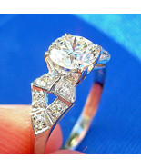 Earth mined Diamond Art Deco Engagement Ring Vintage Platinum Solitaire Size 7.5 - $6,450.00