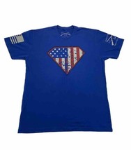Grunt Style Superman American Flag T-Shirt Blue XL Veteran Military USA - $13.55