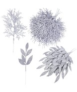 30 Pcs Christmas Artificial Leaf Sprays Cedar Picks Silver Glittered Chr... - £29.88 GBP