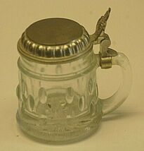 Original Stein Shot Glass BMF Schnapskrugerl Pewter Lidded Clear Hobnail... - $9.89