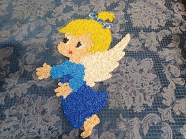 Vintage Melted Plastic Popcorn Christmas  Angel Wall Decor 21&quot; - $651.60 MXN