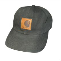 Vintage 90s Carhartt Snapback Hat Cap Green Denim Chore Canvas Made In USA #9 - £30.03 GBP