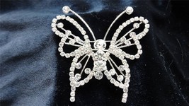 Super Sparkling Clear Glass Rhinestones BUTTERFLY BROOCH Pin - £59.01 GBP