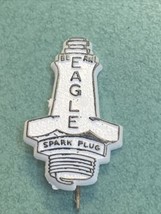 Vintage Be An Eagle Spark Plug White Plastic Lapel Pin Lewtan USA gas oil auto - £19.54 GBP