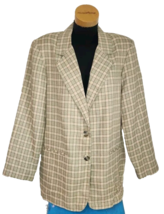 Sag Harbor Womens Blazer Size 18 Vintage Suit Jacket Plaid Brown Linen B... - $25.00