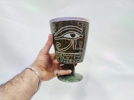 Alabaster Cup, Eye of Horus Cup, Egyptian Alabaster, Green Alabaster, Alabaster  - £195.84 GBP