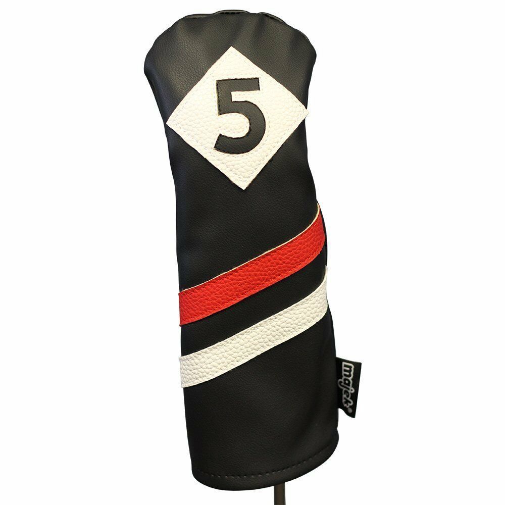 Majek Retro Golf #5 Fairway Wood Headcover Black Red White Vintage Leath... - $14.60