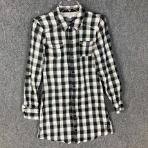 Volcom Button Up Top Women&#39;s Small Long Sleeve Checkers 100% Cotton S - $7.59