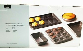 6pc Carbon Steel Bakeware Set Nonstick Roasting Cookie Cupcake Kitchen Home Cook - £41.04 GBP