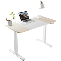 VIVO White and Light Wood Electric 47&quot; x 24&quot; Sit Stand Desk - £194.19 GBP