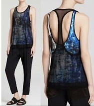 NWT Helmut Lang Tryst Print Mesh Overlay Tank Top P XS - £56.31 GBP