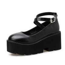 Gydh College Student Shoes Girl ITA Shoes JK Uniform PU Leather Platform Heels A - £48.64 GBP