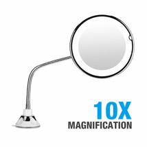 New 10X Suction Cup Makeup Flexible Mirror 7&quot; Gooseneck 360 Degree + Led... - £57.53 GBP