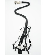 PU Leather Motorcycle Whip Get Back whip with Skull Tassles 36&quot; SOLID BLACK - $29.99