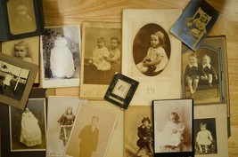 Vintage Lot Cabinet Photos Babies Young Children Little Girls Boys NY NJ KS PA - £40.71 GBP