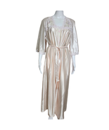 Lorraine Long Peignoir Set Robe &amp; Nightgown Nylon Lace Trim Large Made U... - $45.95