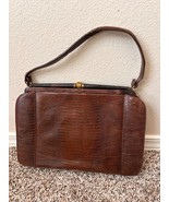 Vintage Palizzio 1950s-1960s Lizard Brown Gold Tone Hardware clutch bag ... - $114.38 CAD