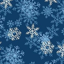 VelvaFleece Blizzard Dark Blue Snow Fleece Fabric Print by the Yard A228.01 - £12.33 GBP