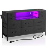 Rolanstar Dresser With Power Outlets And Led Lights, 10 Drawers Dresser,... - £91.03 GBP