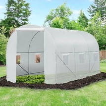 14.7 Ft x 6.5 Ft Outdoor Greenhouse w/ Heavy Duty Steel Frame and White PE Cover - $4,355.52 MXN