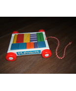 Vintage Playskool Colored Wood Block Wagon Toy for Ages 1 1/2 to 5 - €6,89 EUR