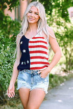 Red Stars and Stripes Flag Pattern Knitted Tank - $27.56