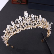 Silver Crystal Wedding Tiara | Rhinestone Tiara | Princess Queen Tiara Gold Wedd - £33.55 GBP