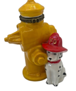 Yellow Fire Hydrant Fire Department Dalmatian Dog Trinket Display 4” - £10.24 GBP