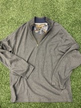 Robert Graham Mens Classic Fit Patterned 1/4 Zip Pullover Gray Sweater Size 2XL - £16.69 GBP