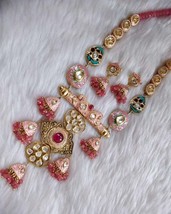 VeroniQ Trends-Designer Raani Haar Necklace Set- Multilayer Pearls,Faux Ruby Gem - £102.29 GBP
