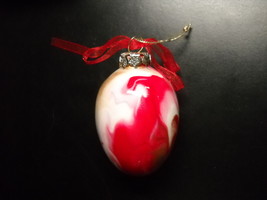 Easter Egg Christmas Ornament Multi Colored Glass Egg Gold Topper Red Ri... - $7.99