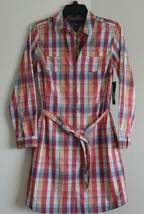 Tommy Hilfiger Shirt Dress XS S 0 2 4 6 Plaid Cotton Shirtdress New - £55.35 GBP