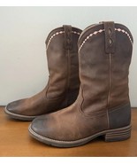 Ariat Unbridled Roper Round Toe Cowboy Boots Distressed Brown Women's Size 9.5 B - $75.74