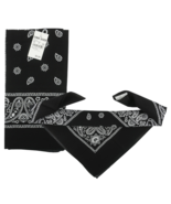 Bandana Handkerchiefs NWT Black/White Cotton Paisley Print Double-Sided ... - $4.01 CAD