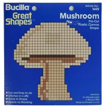 Yarn Art Shape Mushroom 4.25” Tall Pre Cut Plastic Canvas Art Craft Buci... - $12.02