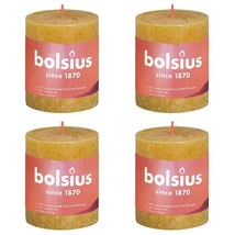 Bolsius Rustic Pillar Candles Shine 4 pcs 80x68 mm Honeycomb Yellow - £11.84 GBP